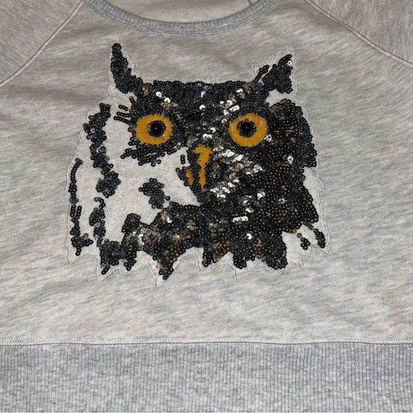 Express Tops Express Cropped Sequin Owl Sweatshirt - Picture 3 of 4